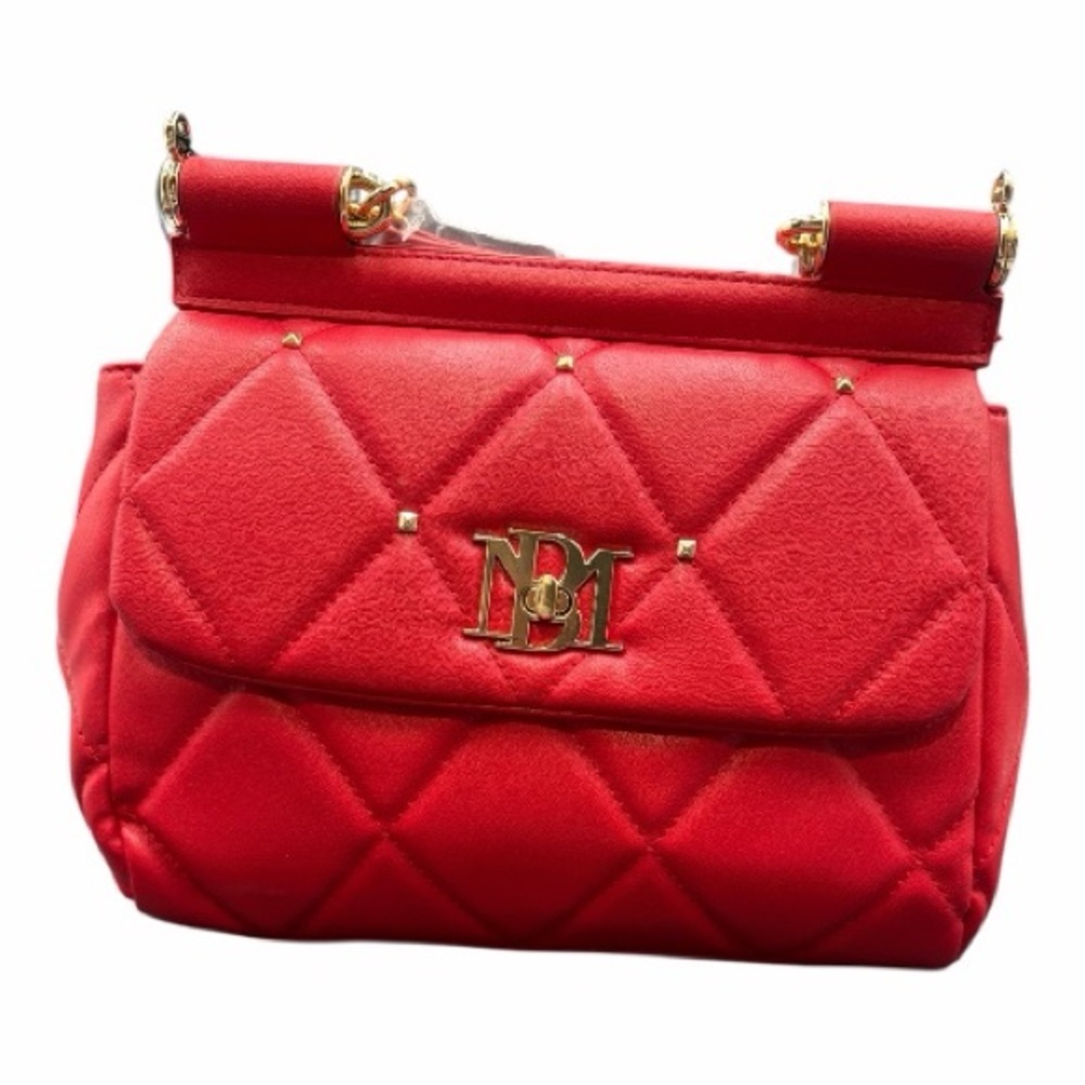 Badgley Mischka Red Quilted Shoulder Cross Body Bag - Picture 9 of 11